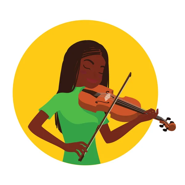 Músico tocando el violín. Chica violinista se inspira para tocar un instrumento musical clásico . — Archivo Imágenes Vectoriales