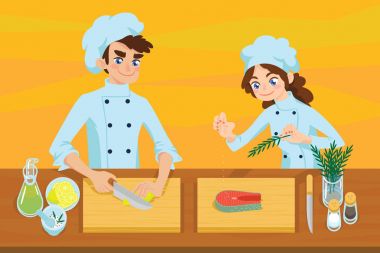 mutlu genç aşçılar.