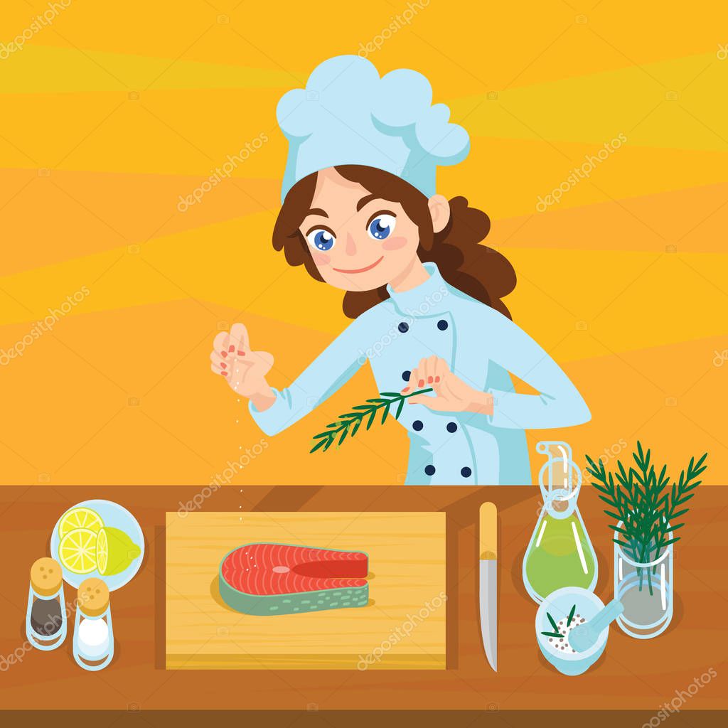 Imágenes: personas cocinando animadas | Joven feliz cocina preparar los