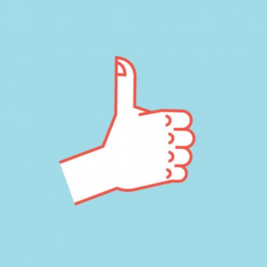 Jest. İşaret gibi. Stilize el başparmak yukarıya ile. Vektör.