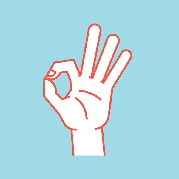 Жест. Добре знак. Стилізована рука з індексом і великим пальцем робить коло, інші пальці вгору. Піктограма . — стоковий вектор