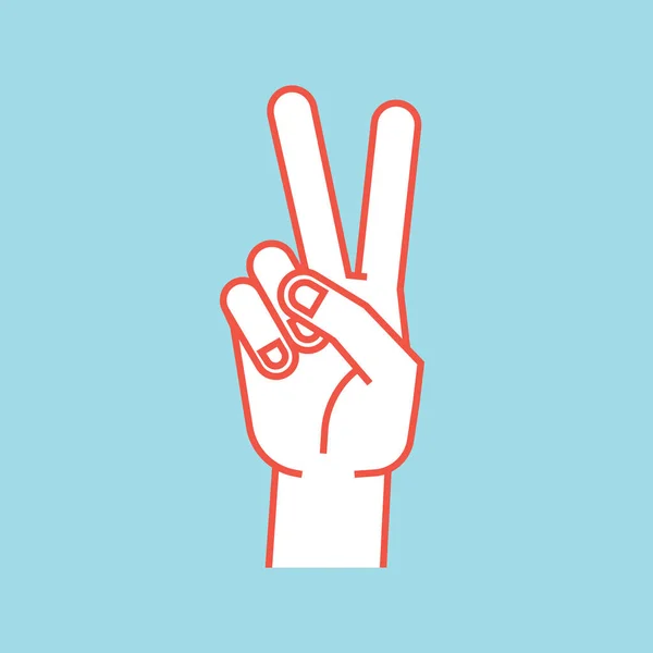 Geste. stilisierte Hand in Form von V-Buchstaben. Sieg. Symbol. — Stockvektor