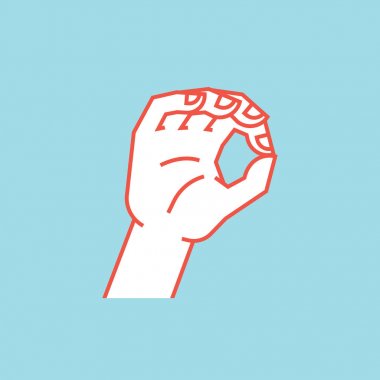 Jest. Sıfır. Biraz iz yok. Stilize el dizin ve başparmak daire yapma. Simge.