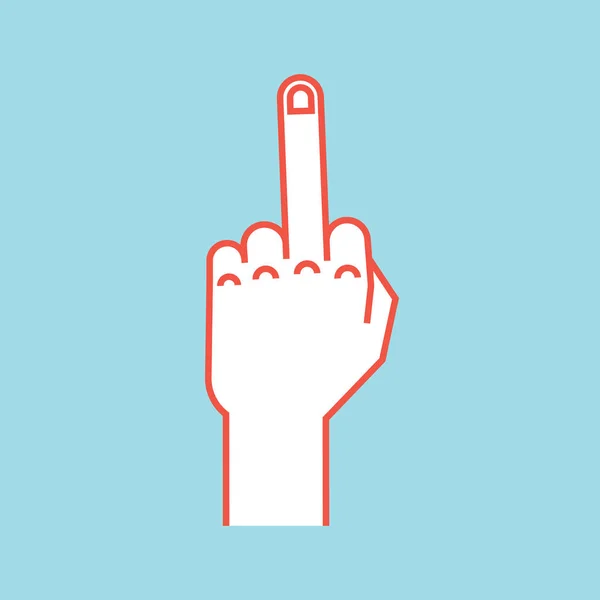 Gesture. Rude sign. Stylized hand with middle finger up. Icon. — Stock Vector