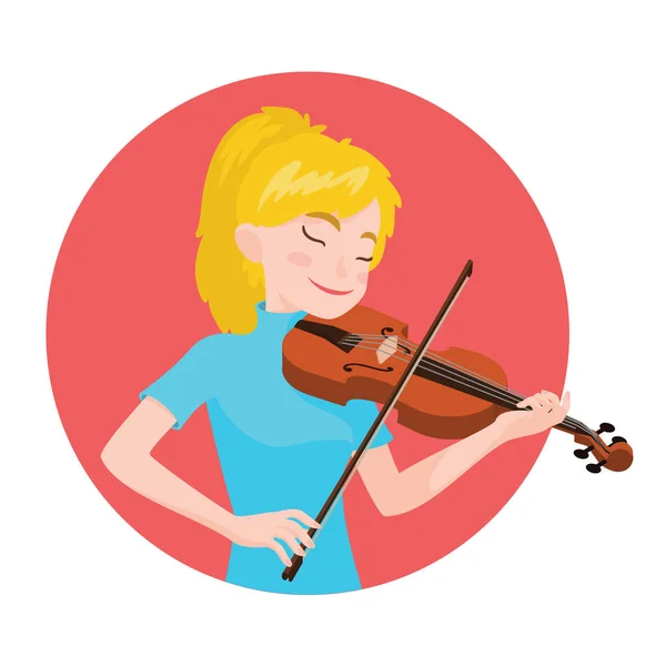 Músico tocando el violín. Chica violinista se inspira para tocar un instrumento musical clásico. Vector . — Archivo Imágenes Vectoriales