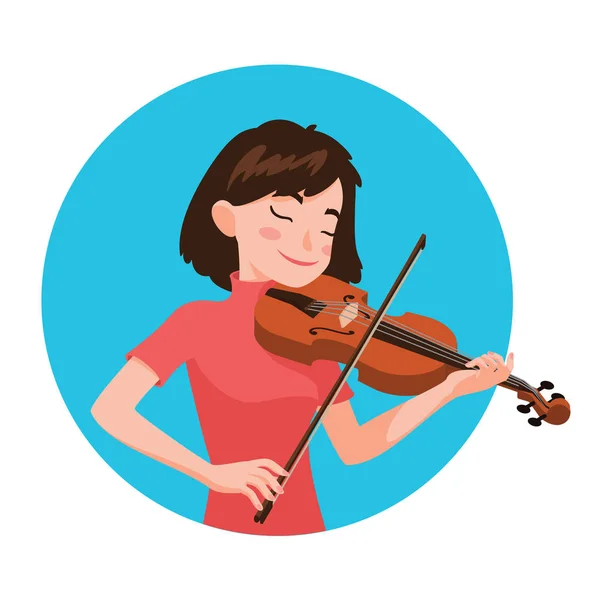 Musician playing violin. Girl violinist is inspired to play a classical musical instrument. Vector. — Stock Vector