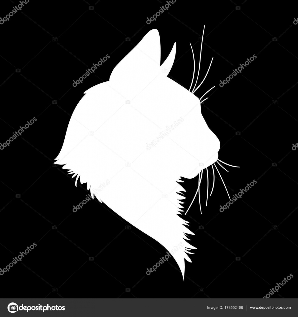 Cat Head Shape Icon. Black Silhouette Pet Animal Kitty Feline