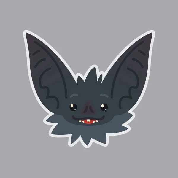 Vleermuis sticker. Emoji. Vectorillustratie van cute Halloween vleermuis vampier toont gelukkig emotie. Hoop. — Stockvector