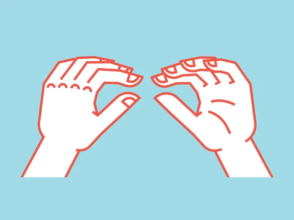 Geste. Eidechsenzeichen. stilisierte Hand für Geek Hand Spiel. Symbol. Vektor-Illustration auf blauem Hintergrund. Orangefarbene Linien und weiße Silhouette. Element für Ihr Design. — Stockvektor