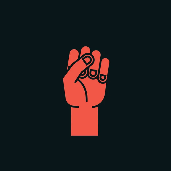 Gesture. Power sign. Stylized hand with all fingers clenched. Vector. Icon. — Stock Vector