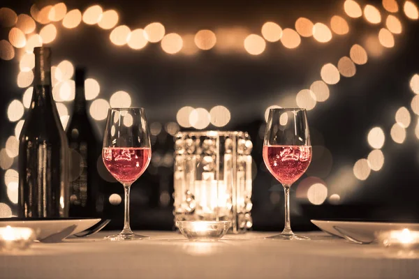 Cena Romántica Luz Las Velas — Foto de Stock