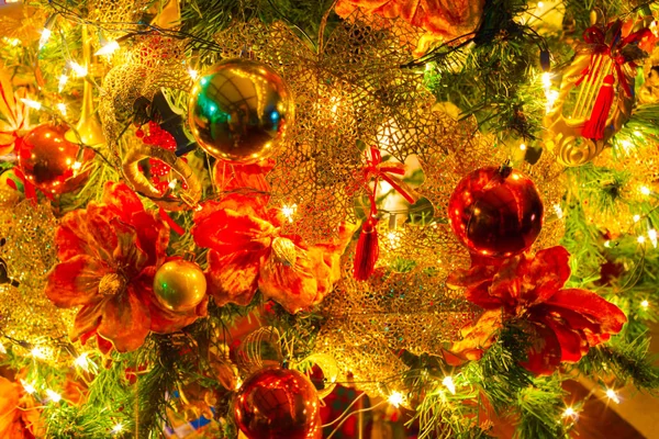 Weihnachtlicher Hintergrund Nahaufnahme Des Weihnachtsbaums — Stockfoto