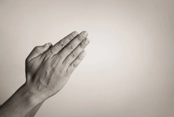 Mãos Oração Isoladas Branco — Fotografia de Stock