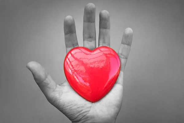 Isolerad hand som håller hjärtat. Kärlek koncept. — Stockfoto