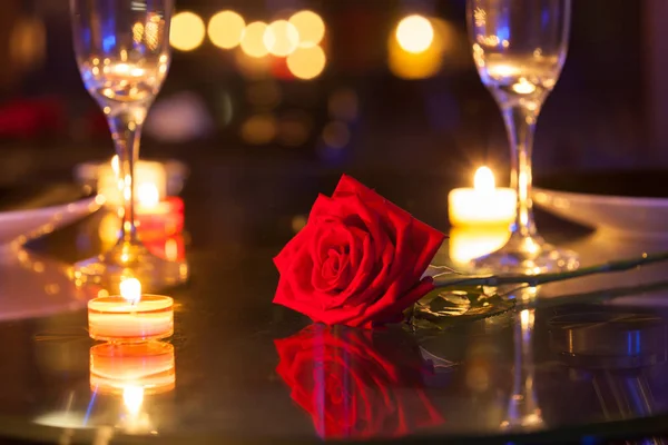 Date Night Valentines Day Dinner Setting — Stock Photo, Image