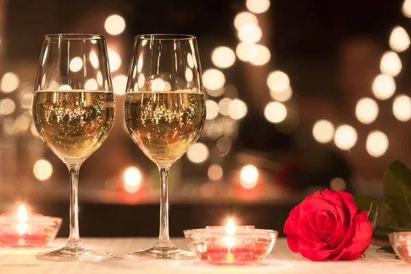 Cena Romántica Luz Las Velas Fecha Concepto Noche — Foto de Stock