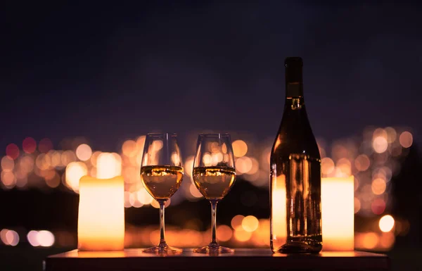 Romantic Candlelight Dinner Date Night — Stock Photo, Image