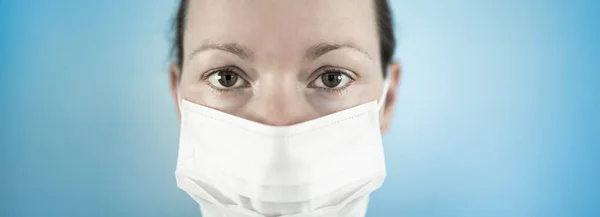 Wanita Memakai Topeng Wajah Pelindung Wabah Virus Korona Cina Penyakit Stok Lukisan  
