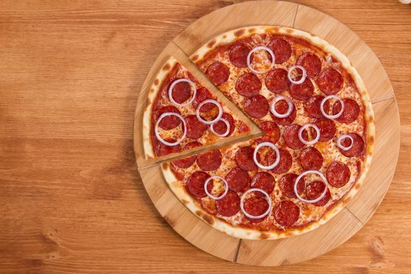 Pepperoni pizza menu pizzerie — Stock fotografie