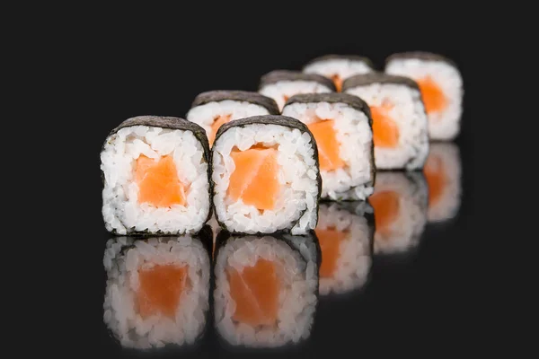 Japanese food menu. roll Salmon — Stock Photo, Image