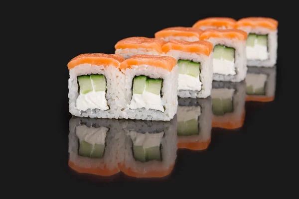 Menu for sushi bar. roll PHILADELPHIA WITH SALMON — Stock Photo, Image