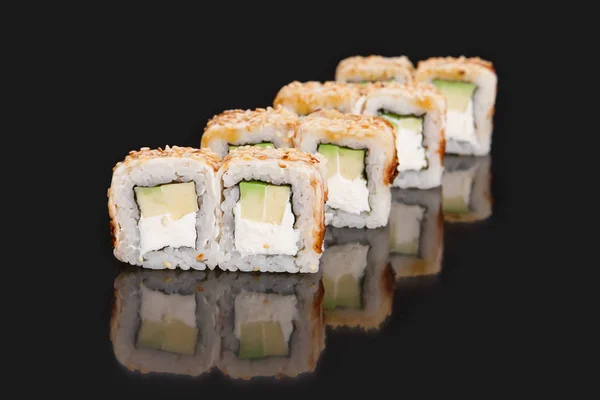 Menu for sushi bar. ROLL PHILADELPHIA eel — Stock Photo, Image