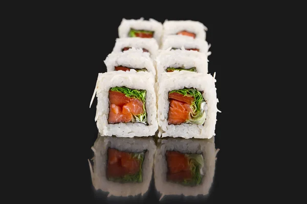 Menú para sushi bar. rollo CAESAR CON SALMON —  Fotos de Stock