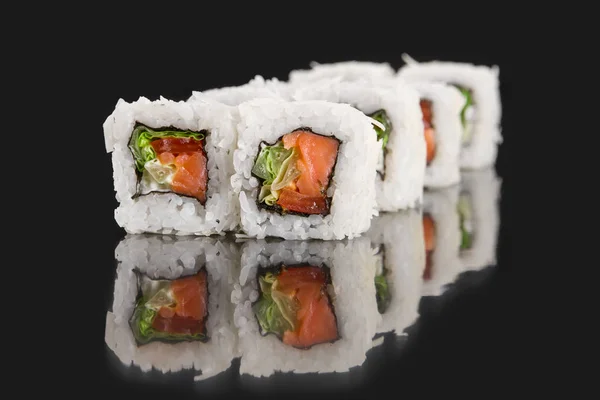 Menú para sushi bar. rollo CAESAR CON SALMON —  Fotos de Stock