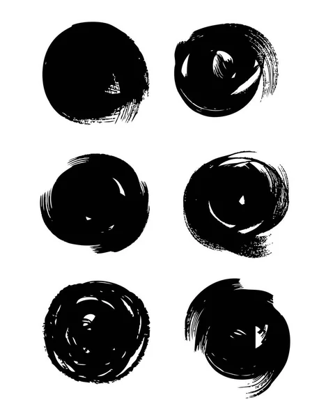 Círculos de fondo abstractos. Círculos de pincel de tinta con bordes ásperos. Ilustración de cepillo seco . — Archivo Imágenes Vectoriales