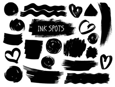 Set of ink abstract spots. Hand drawn vector graphic elements. Fluent sketchy style. clipart