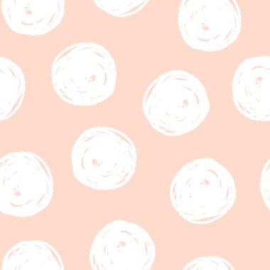 Daire fırça soyut noktalar ile Seamless modeli. Elle çizilmiş grafik öğeleri. Akıcı yarım yamalak stili.