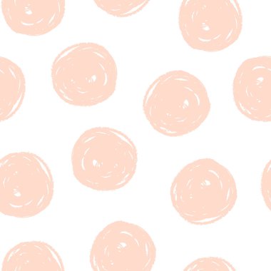 Daire fırça soyut noktalar ile Seamless modeli. Elle çizilmiş grafik öğeleri. Akıcı yarım yamalak stili.