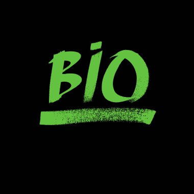 Siyah zemin üzerine yeşil logo. Vektör el çizilen illüstrasyon.