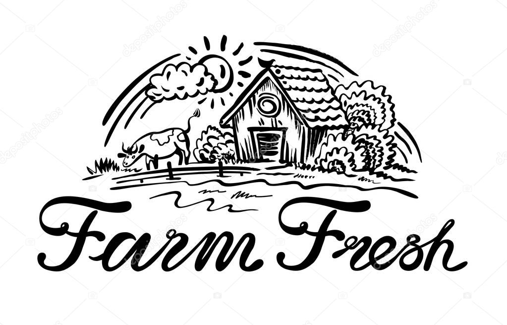 Vector illustration with farm fresh logo. 