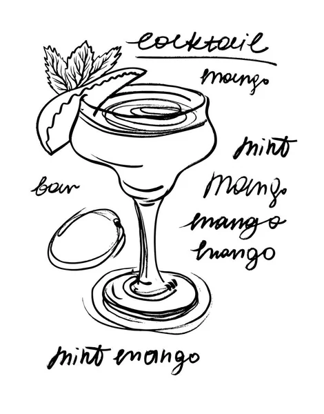 Mango-Cocktail. handgezeichnete Vektor-Illustration. — Stockvektor