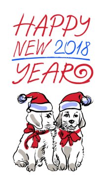 Yeni yıl tebrik illüstrasyon. Grafik illüstrasyon vektör el çekilmiş.