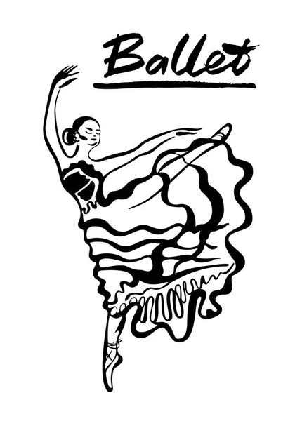 Ballet. Vector hand drawn graphic illustration. — Stock Vector