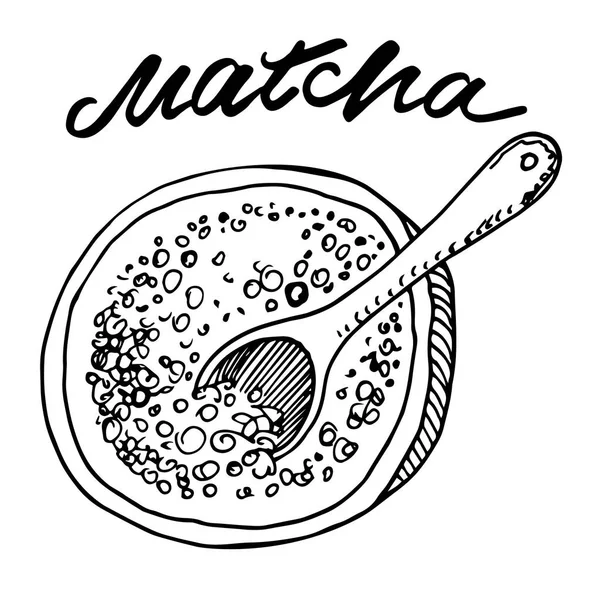 Τσάι matcha. Χέρι διανυσματικά εικονογράφηση. — Διανυσματικό Αρχείο