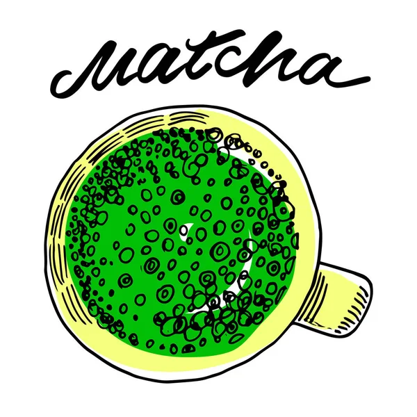 Té Matcha. Vector ilustración gráfica dibujada a mano . — Archivo Imágenes Vectoriales