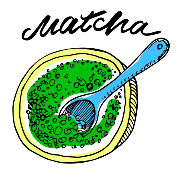 Té Matcha. Vector ilustración gráfica dibujada a mano . — Archivo Imágenes Vectoriales