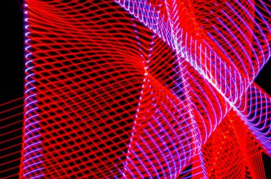 Bulanık sihirli neon ışık ışık efektleri eğri çizgiler