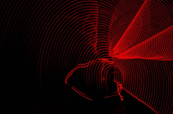 Bulanık sihirli neon ışık ışık efektleri eğri çizgiler