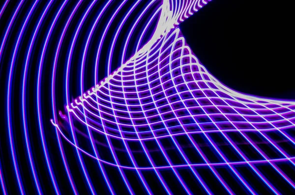 Light effects with blurred magic neon light curved lines