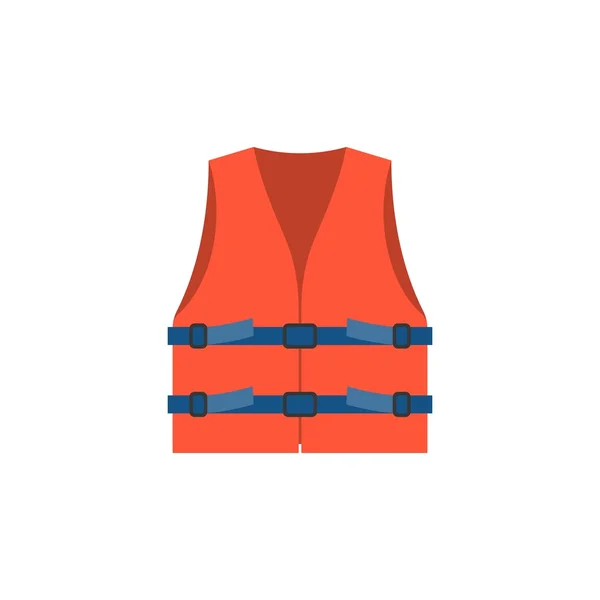 Gilet de sauvetage icône, gilet de sauvetage rouge veste pour enfants illustration vecteur, design plat — Image vectorielle