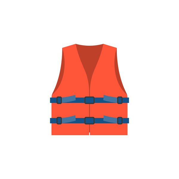 life vest icon, red life vest jacket for children illustration vector, flat design