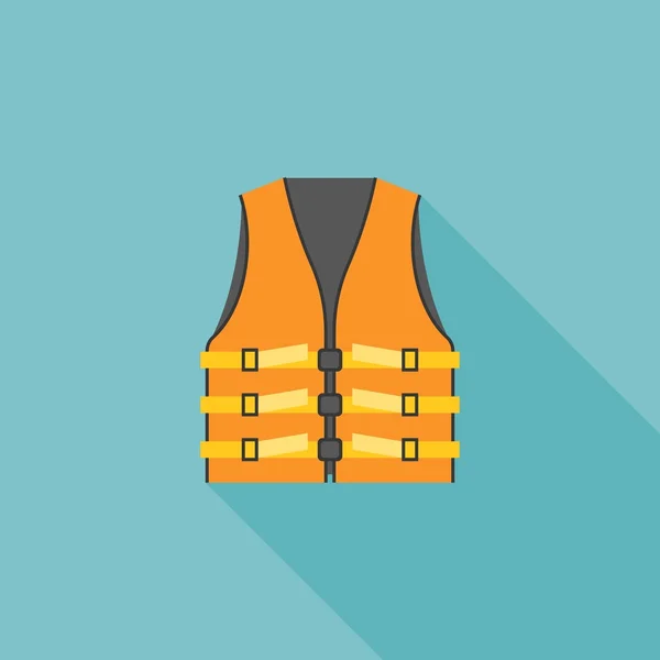 Chaleco salvavidas icono, naranja chaleco adulto chaleco ilustración vector, diseño plano — Archivo Imágenes Vectoriales