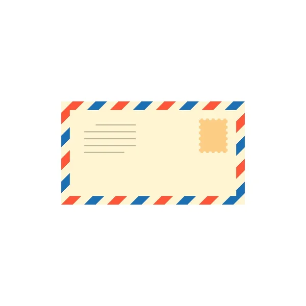 Vintage-Briefumschlag, E-Mail oder Luftpost-Symbol mit Briefmarke, Postbrief-Illustration, flaches Design — Stockvektor