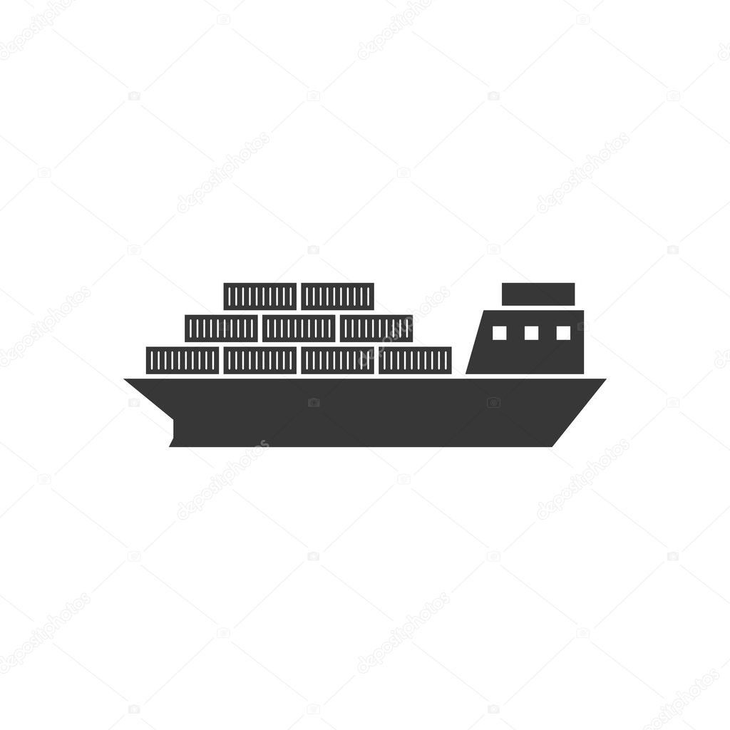 cargo ship icon, vessel for logistic icon, silhouette