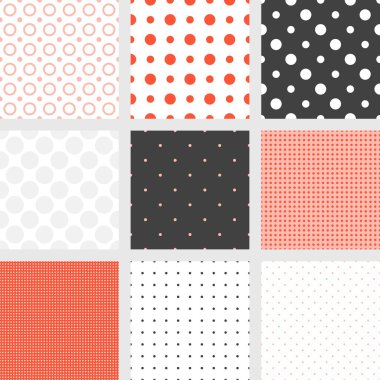 Dikişsiz desen Polka dot koleksiyonu, zemin için düz arka plan üzerinde daire şekli paketleme, tablo bez doku, kumaş tasarım veya arka planı olarak kullanabilir