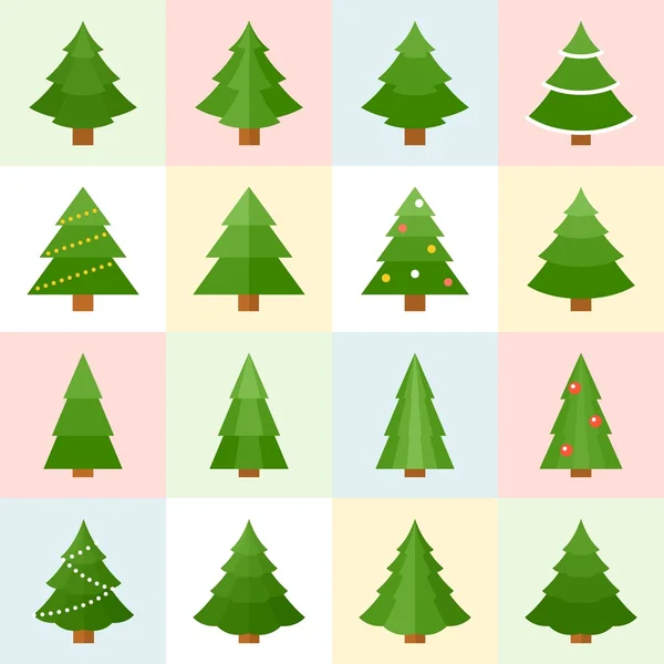 Vector collection of pine icon, flat design — Stock Vector